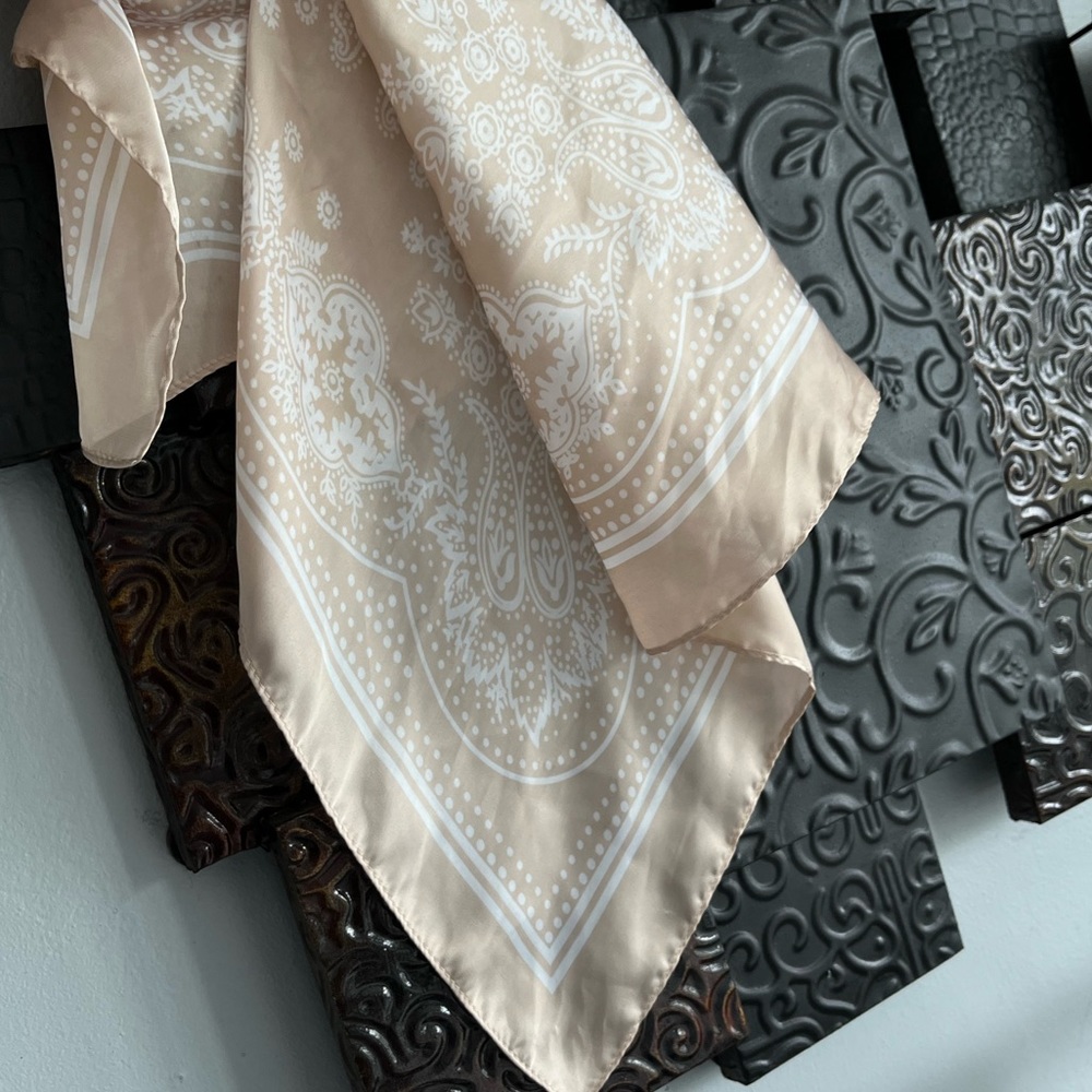 Silky Pink Rose with White Accents Bandana